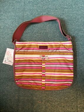 bungalow 360 Striped Crossbody Bag in Pink, Brown & Yellow
